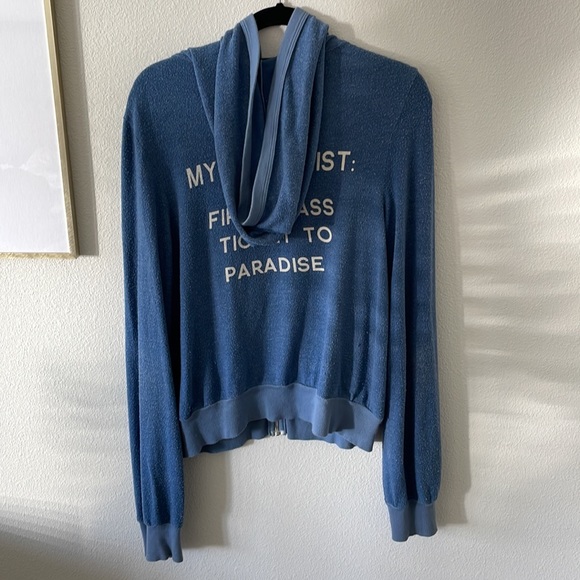 Wildfox Baggy Beach Zip Up Blue - My Wish List: First-Class Ticket to Paradise - Picture 4 of 4